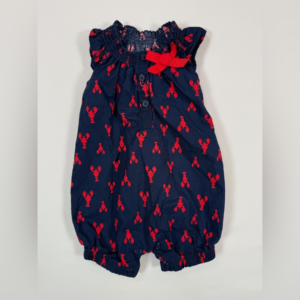 JUST‎ ONE YOU BY CARTER’S Newborn Baby Girls’ Lobster Ruffle Smock Bubble Suit